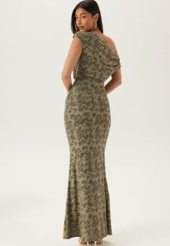 Asymmetric Draped Burnout Maxi Dress