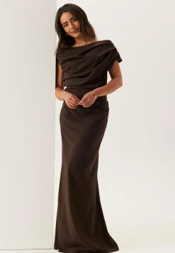 Asymmetric Draped Maxi Dress
