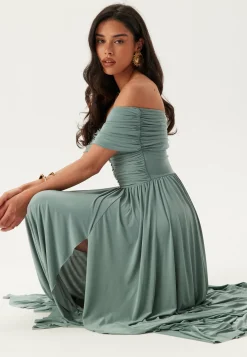 Bardot Rouched Maxi Split Dress