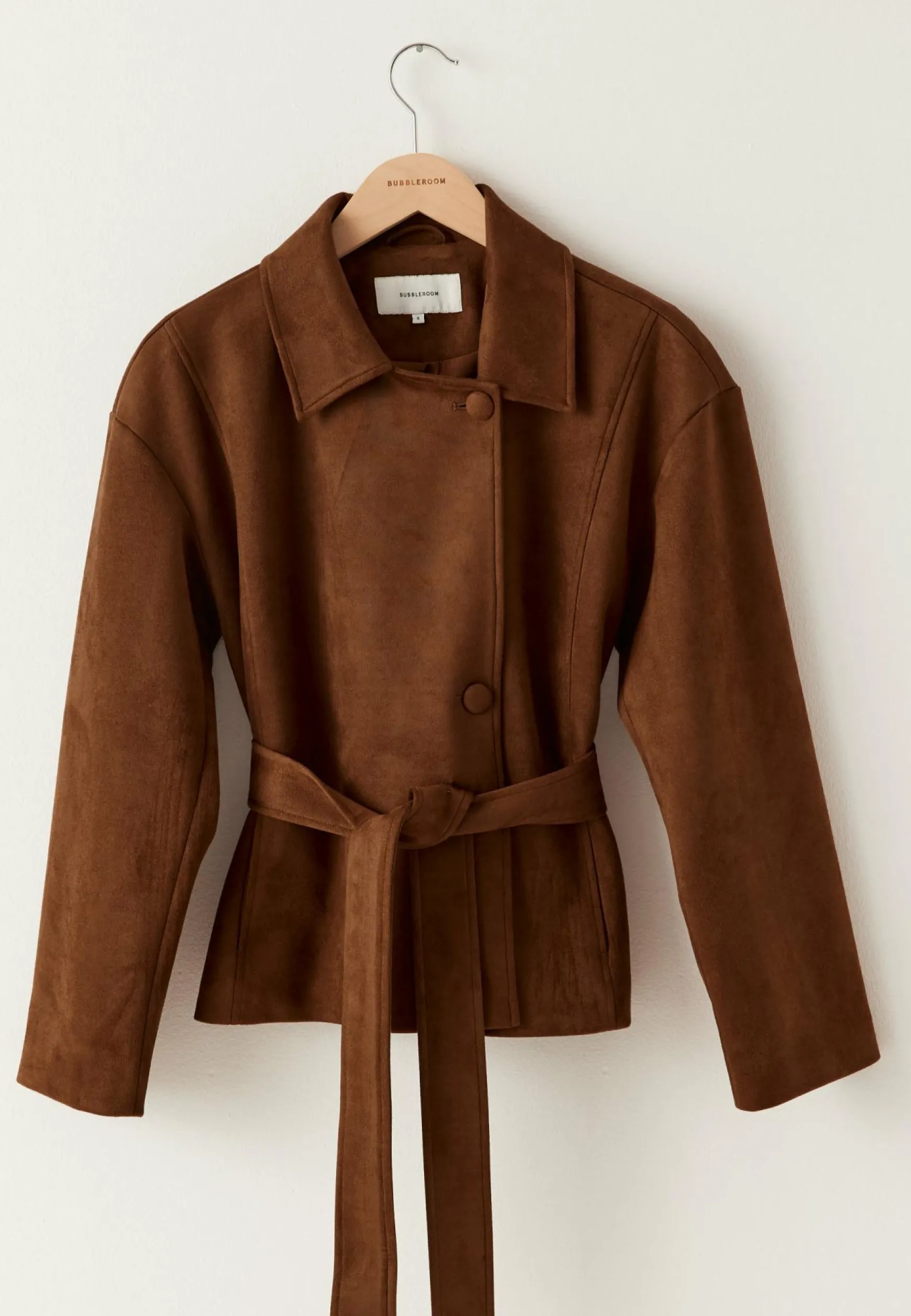 Belted Faux Suede Jacket