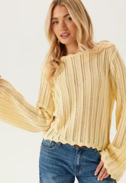 Boat Neck Structure Knitted Sweater