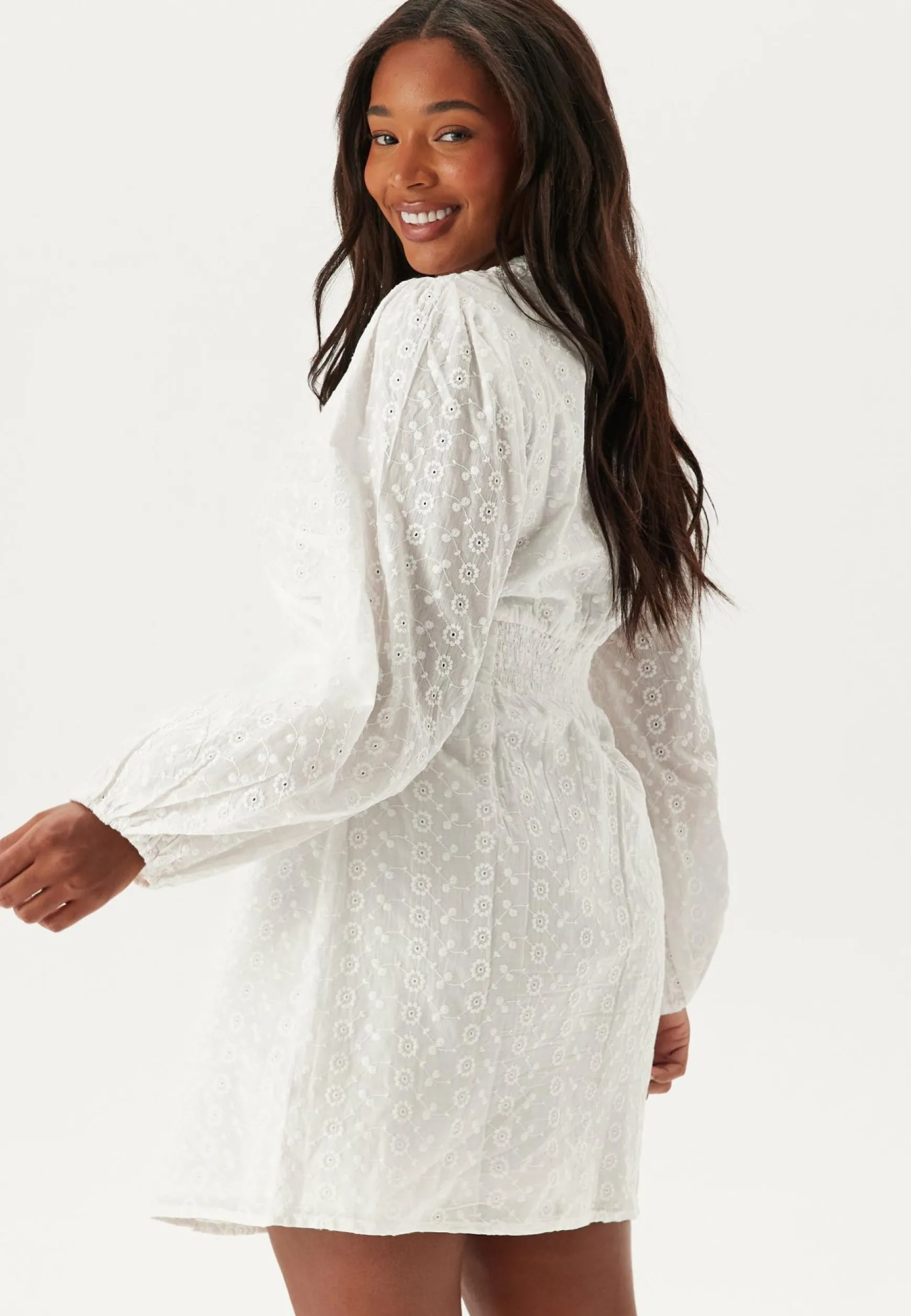 Broderie Anglaise Balloon Sleeve Dress
