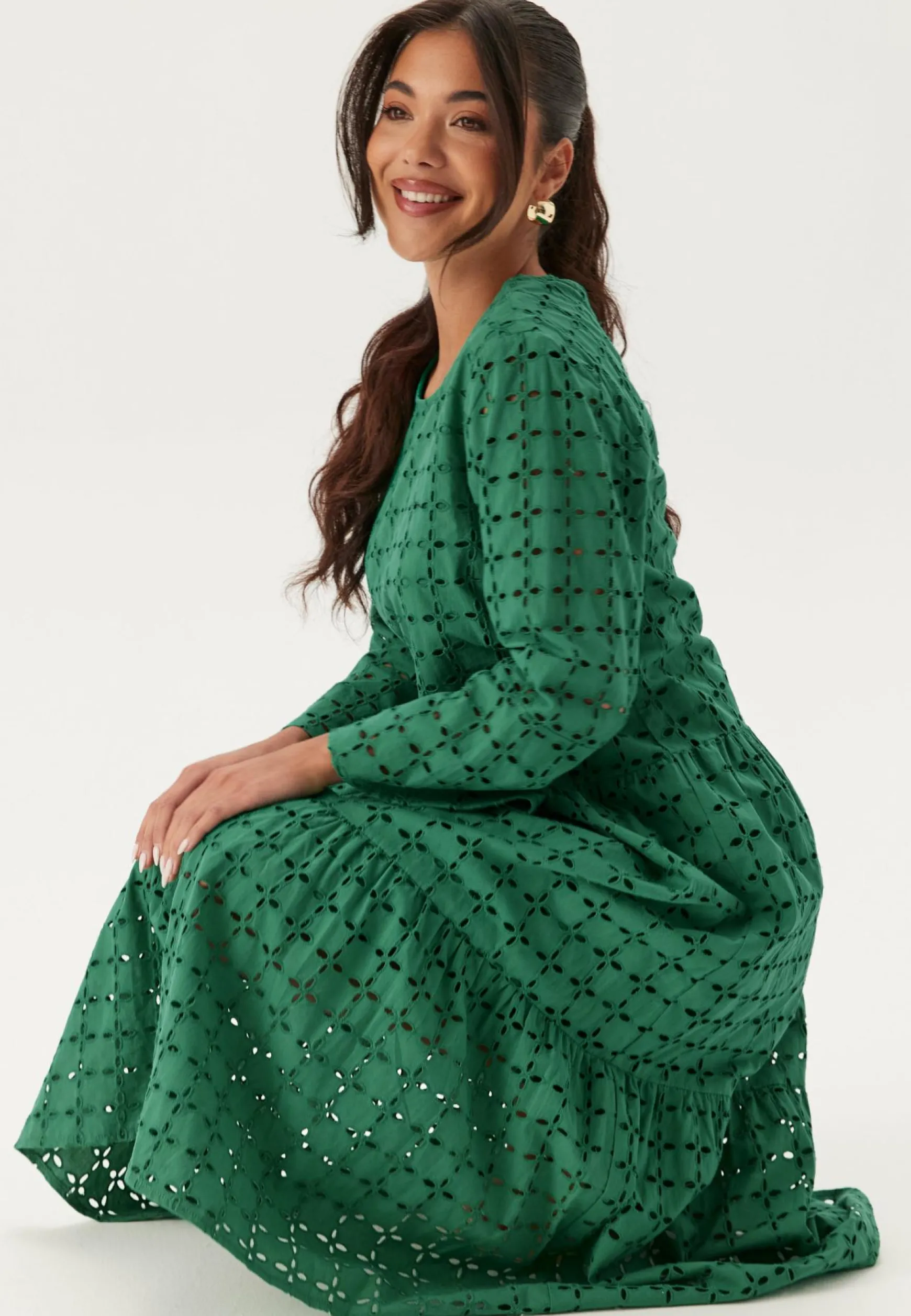 Broderie Anglaise Round Neck Dress