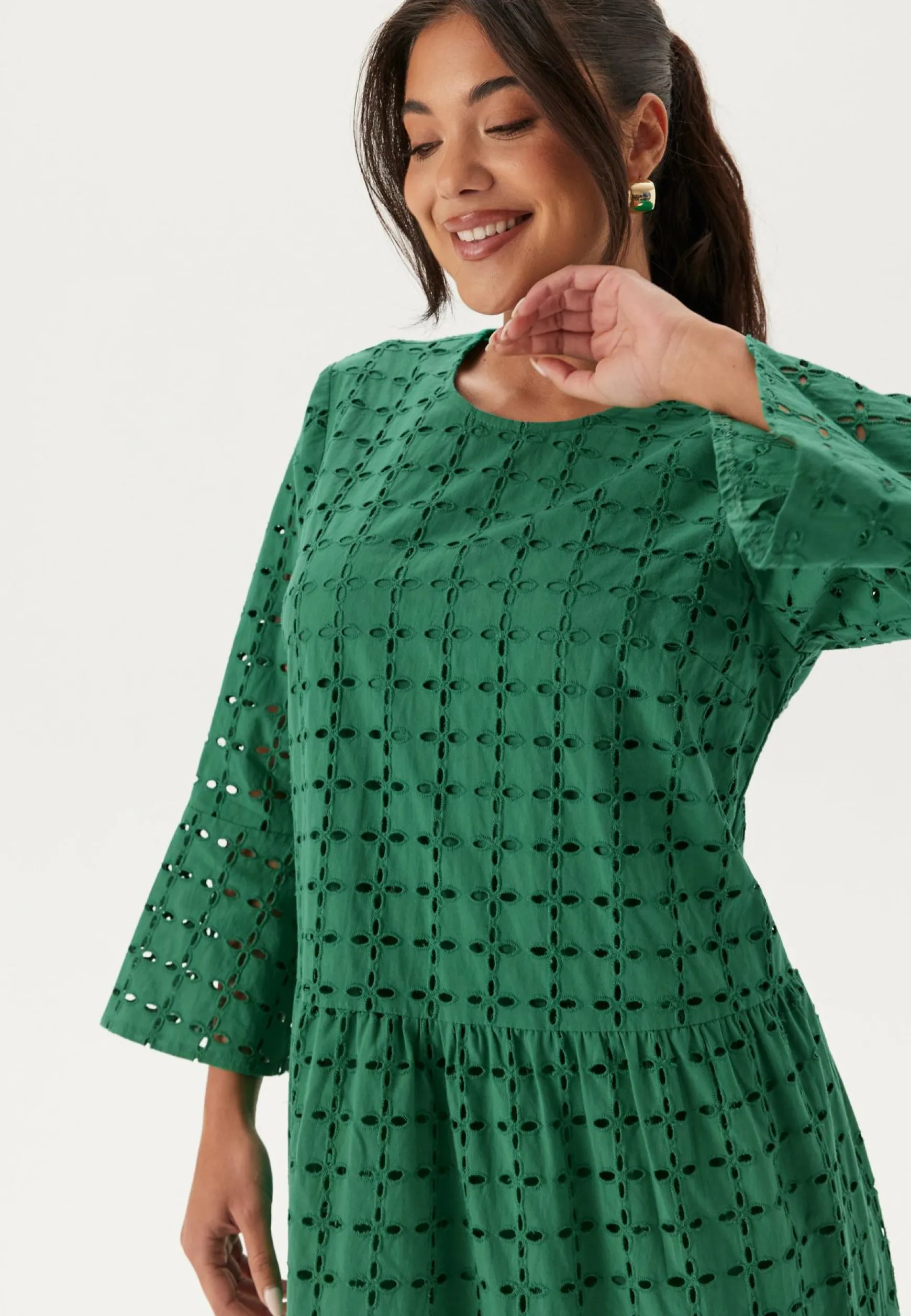 Broderie Anglaise Round Neck Dress