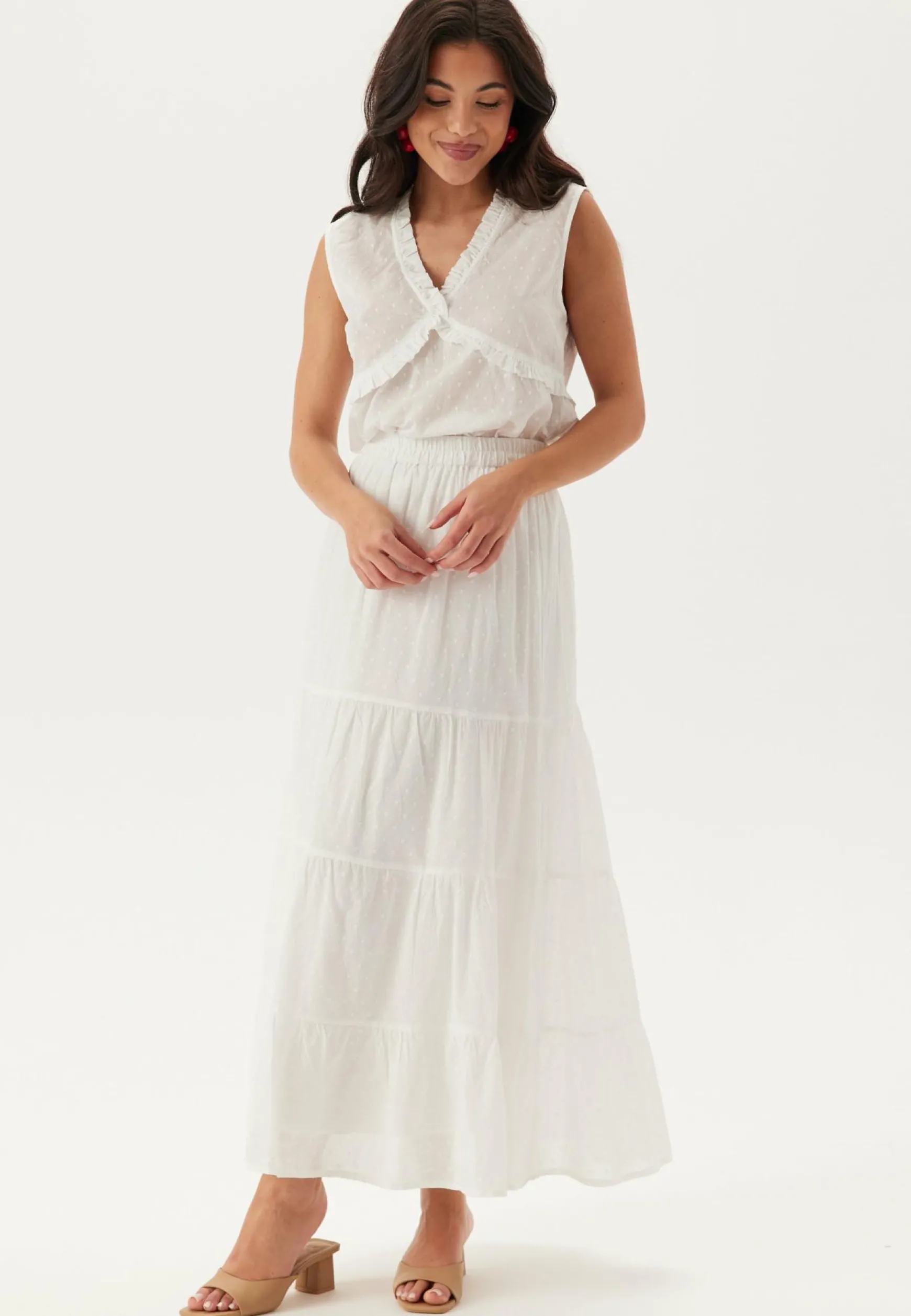 Cotton Dobby Dot Maxi Skirt