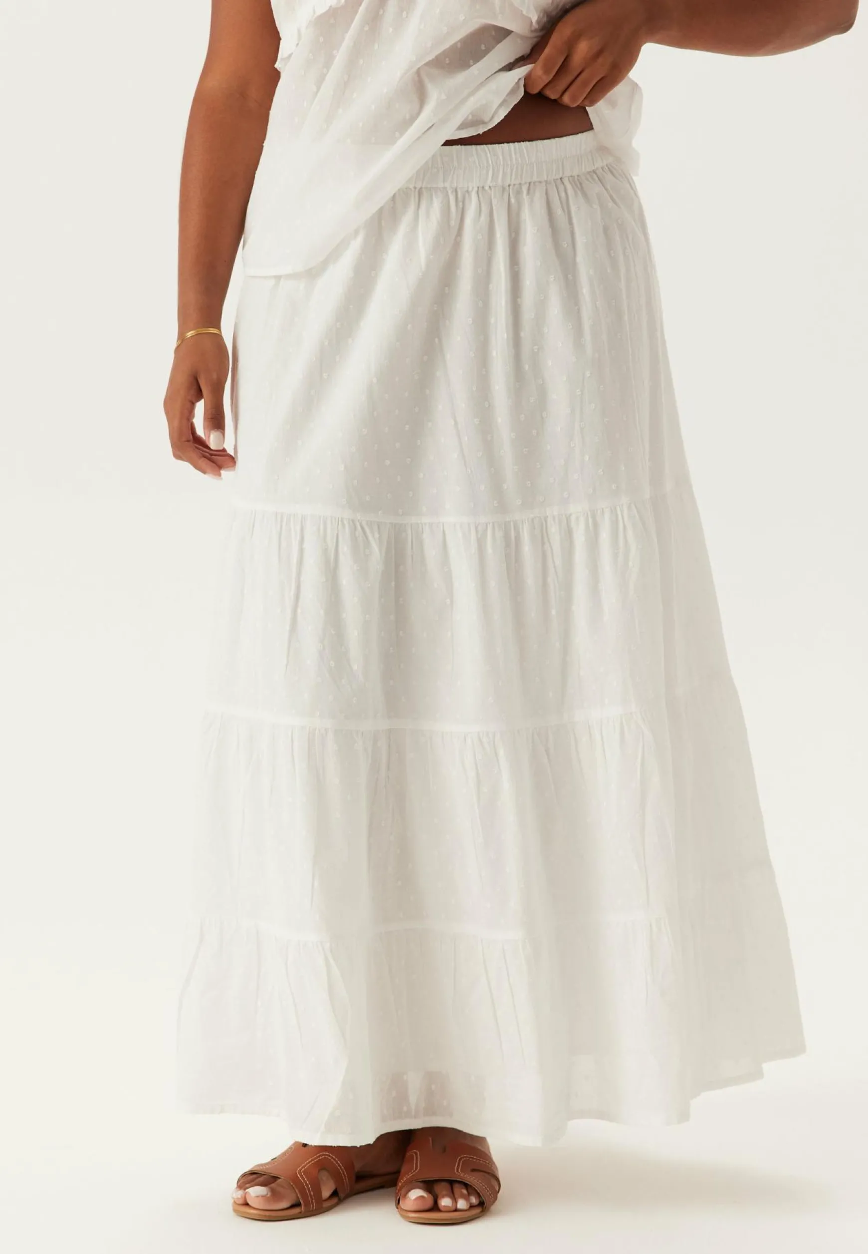 Cotton Dobby Dot Maxi Skirt