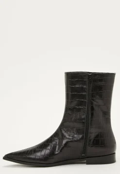 Croco Leather Ankle Boot