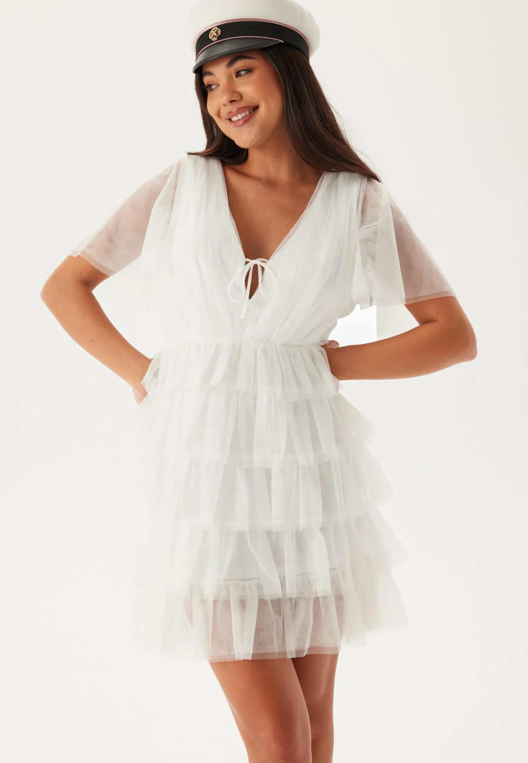 Deep V-neck Tulle Dress