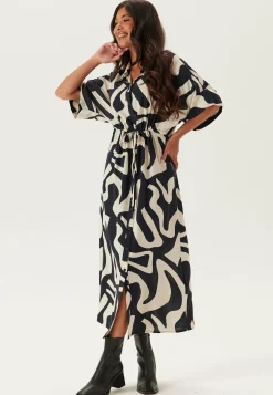 Drawstring Viscose Shirt Dress
