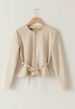 Faux Suede Peplum Jacket