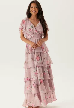Floral Flutter Tiered Maxi Dress