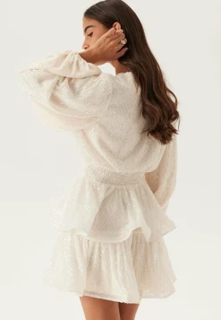 Flounce Balloon Sleeve Sequin Dress
