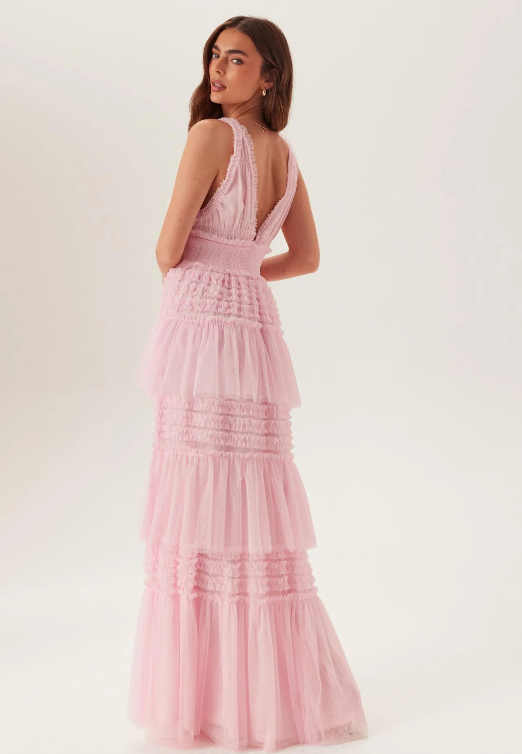 Frill Dotted Tulle Gown