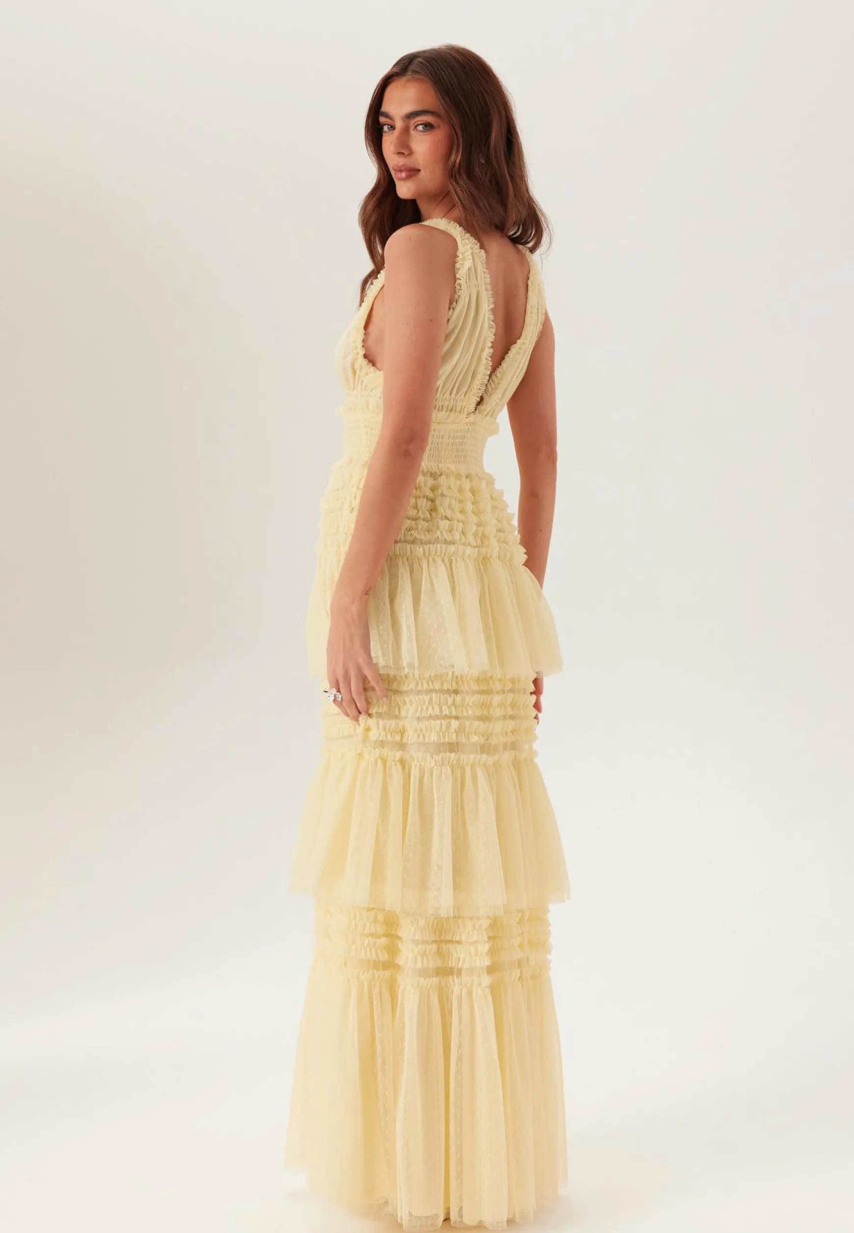 Frill Dotted Tulle Gown