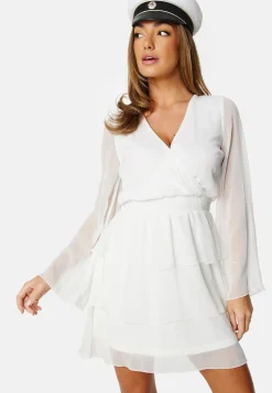 Frill L/S Chiffon Dress