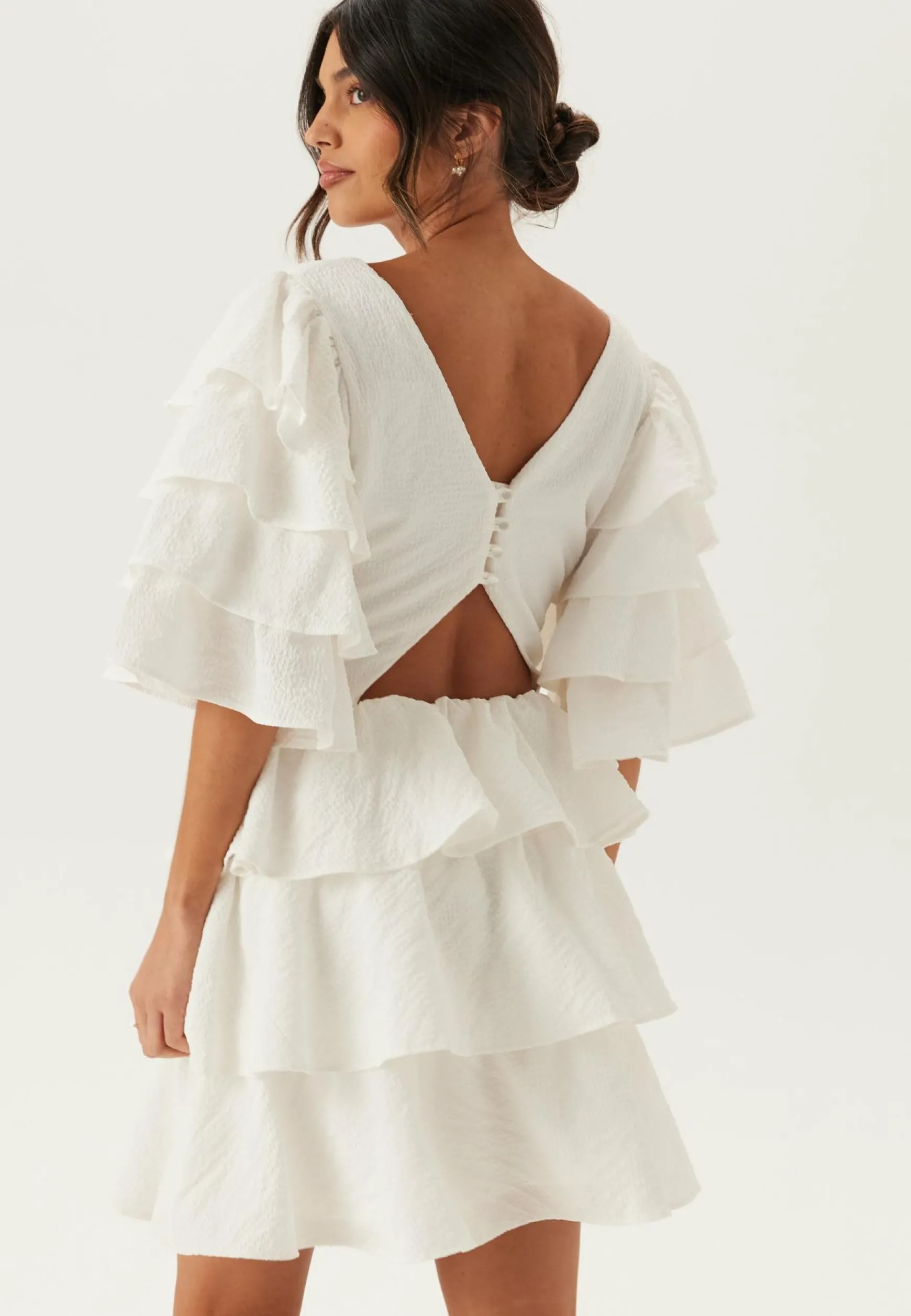 Frilled Sleeve Short Dress