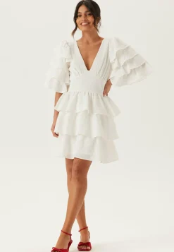 Frilled Sleeve Short Dress