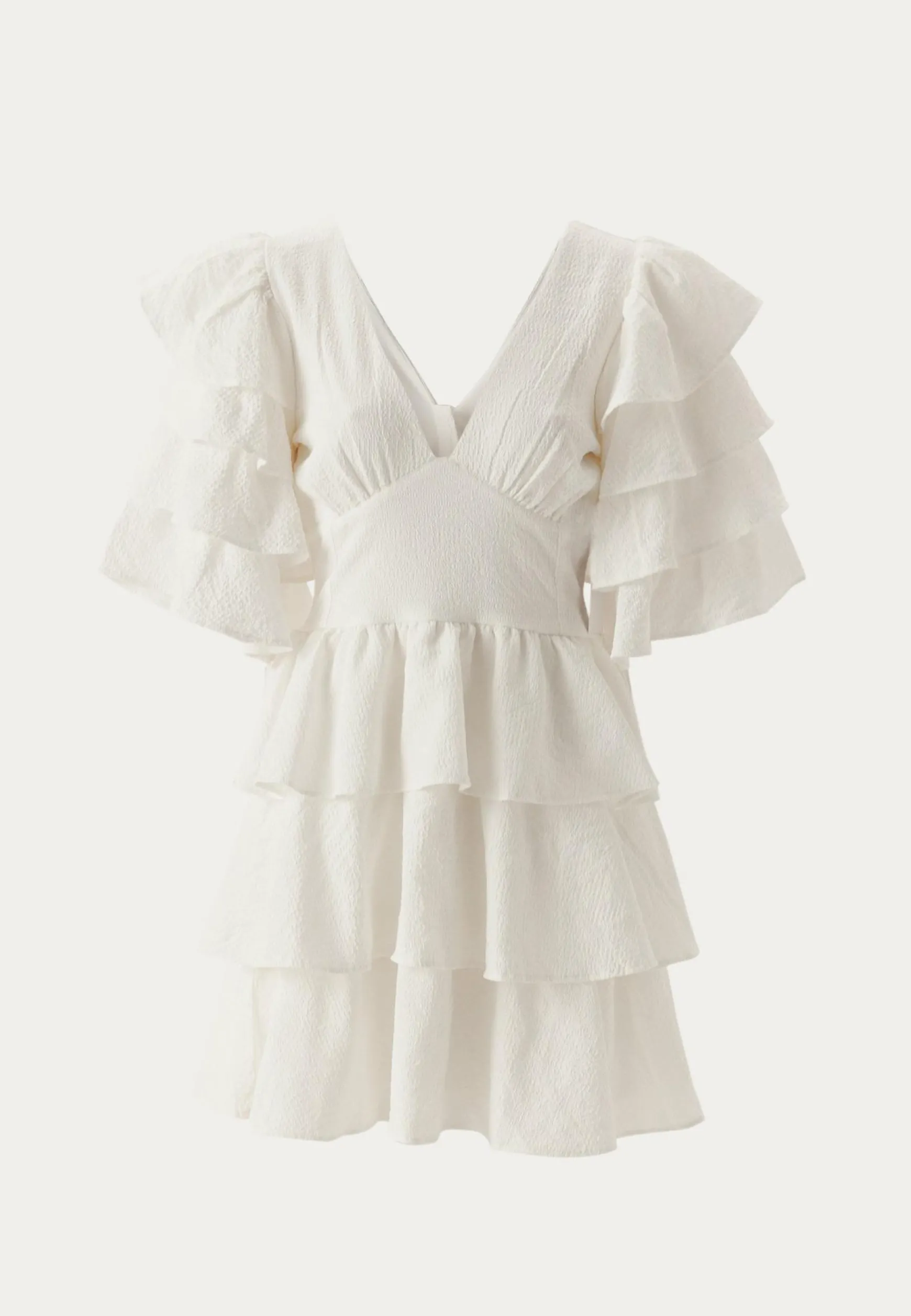 Frilled Sleeve Short Dress
