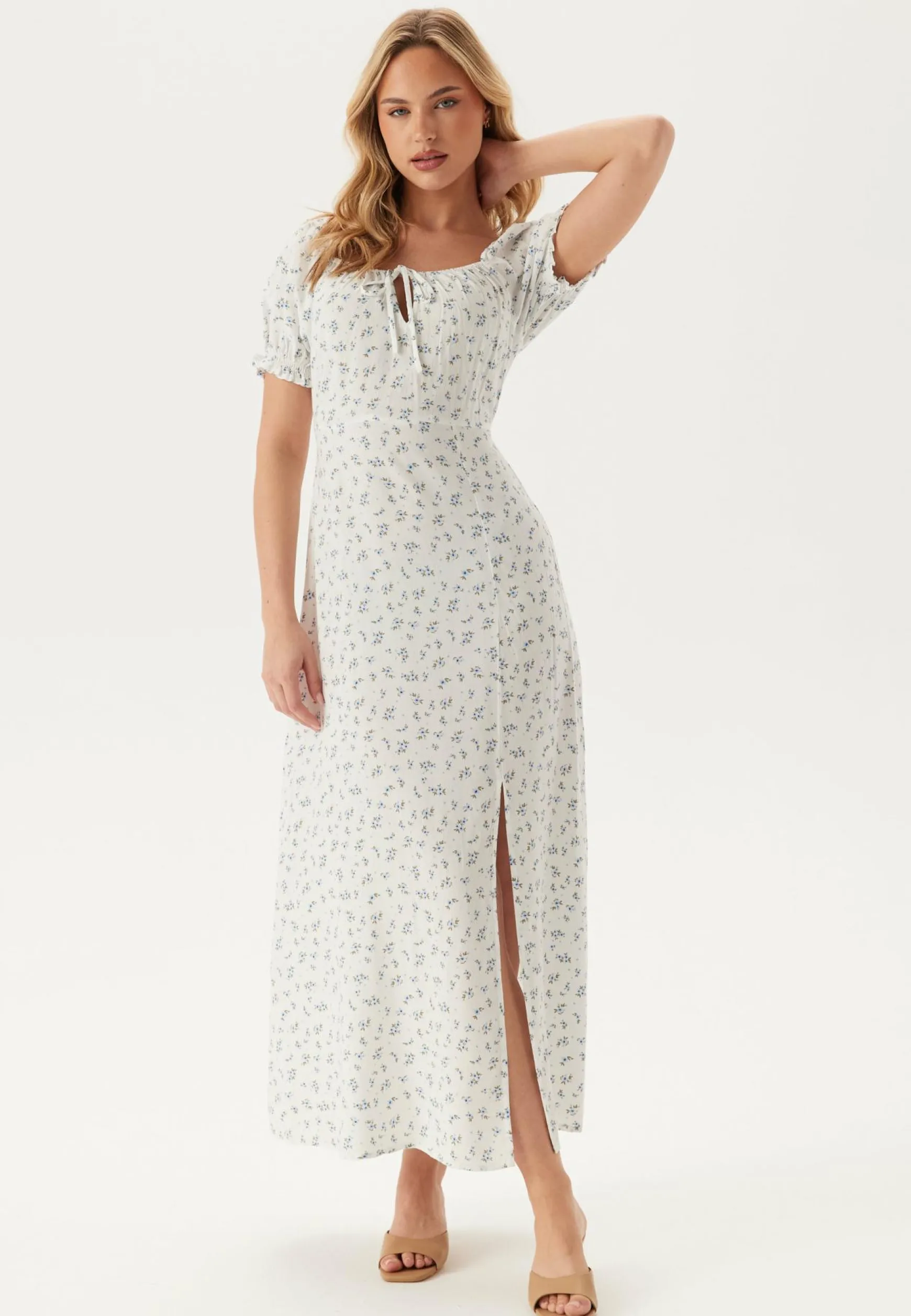 Front Tie Long Viscose Dress