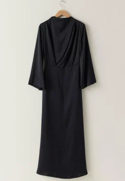 High Neck Wide Sleeve Satin Gown