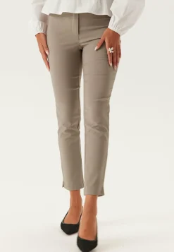 High Waist Stretchy Cropped Slit Trousers