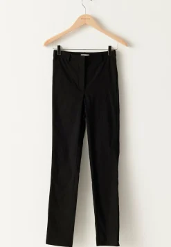 High Waist Stretchy Cropped Slit Trousers