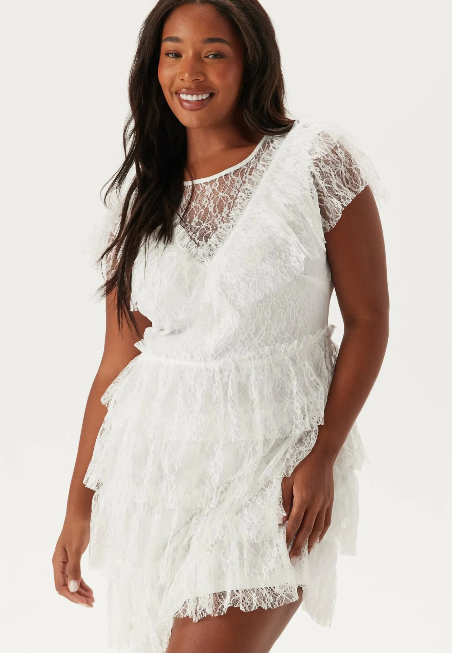 Lace Frill Short Dress