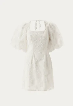 Puff Sleeve Embroidered Dress