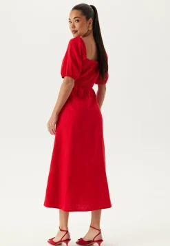 Puff Sleeve Linen Blend Dress
