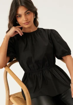 Puff Sleeve Peplum Blouse