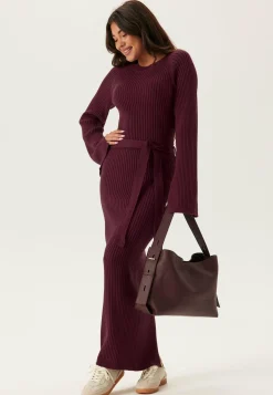 Round Neck Rib Knitted Maxi Dress
