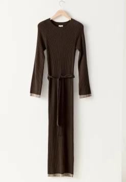 Round Neck Rib Knitted Maxi Dress