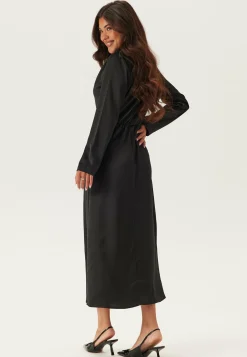 Satin Cowl Neck Midi Dress