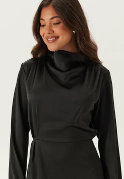 Satin Cowl Neck Midi Dress