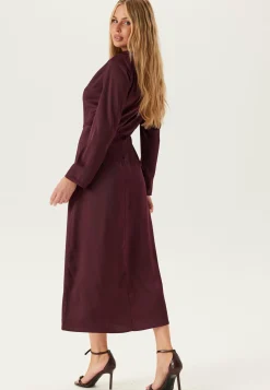Satin Cowl Neck Midi Dress