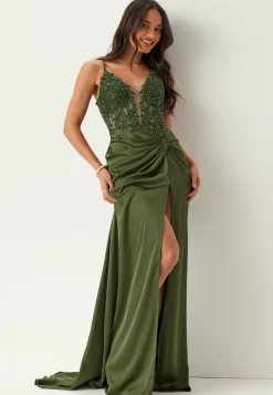 Satin Evening Dress With Back Lacing