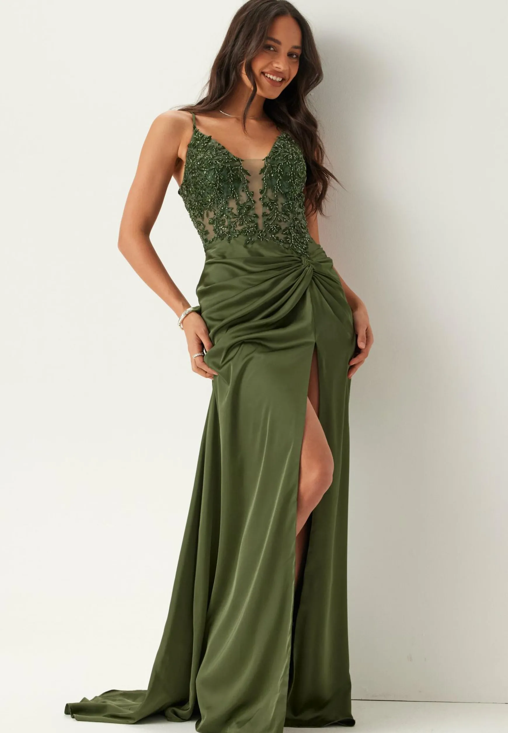 Satin Evening Dress With Back Lacing
