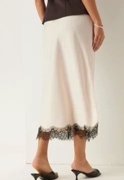 Satin Lace Midi Skirt