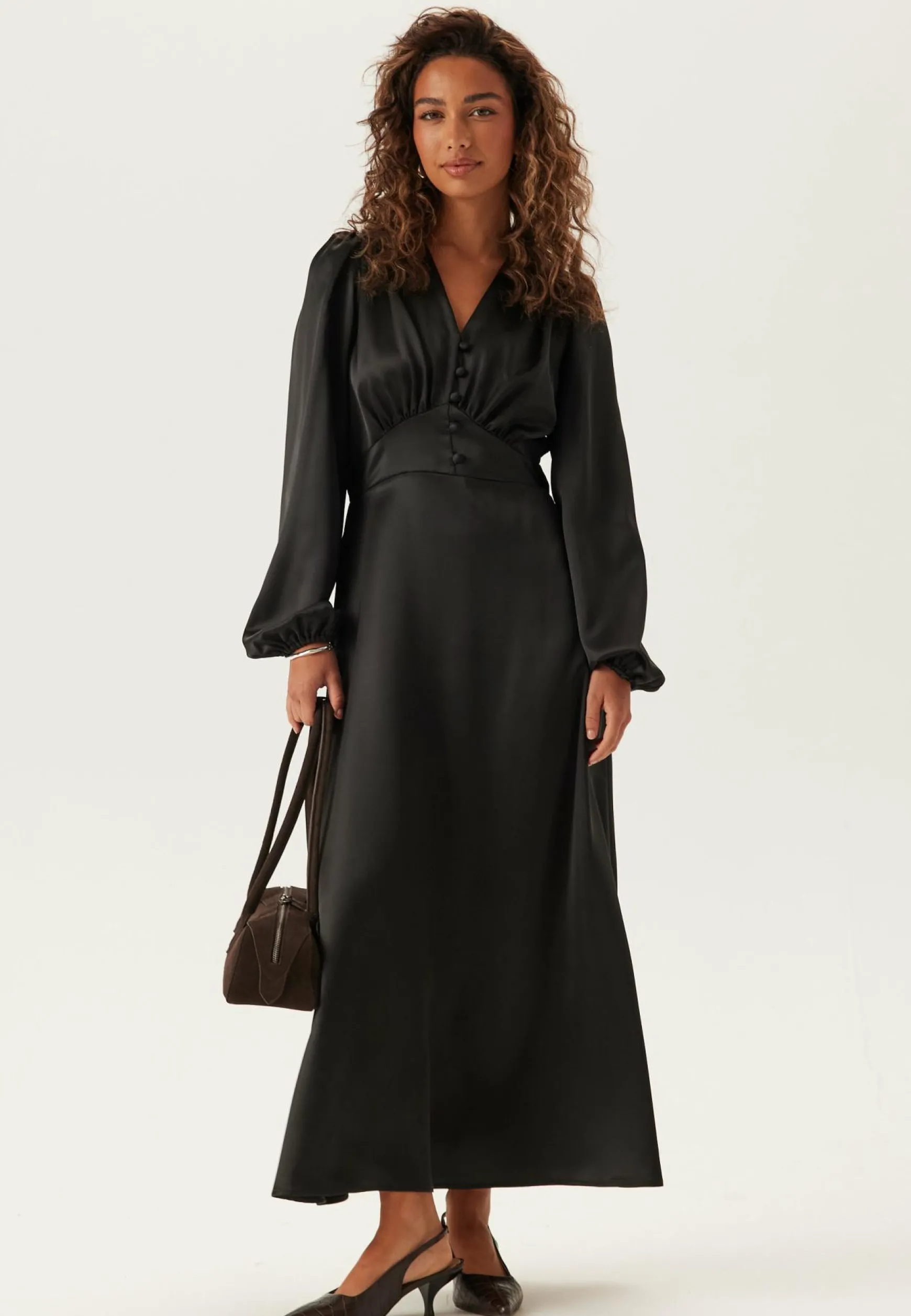 Satin V-neck Maxi Dress