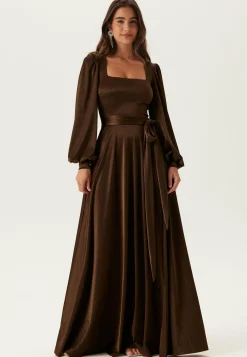 Satin Volume Sleeve Maxi Dress