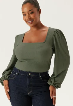 Square Neck Balloon Sleeve Top