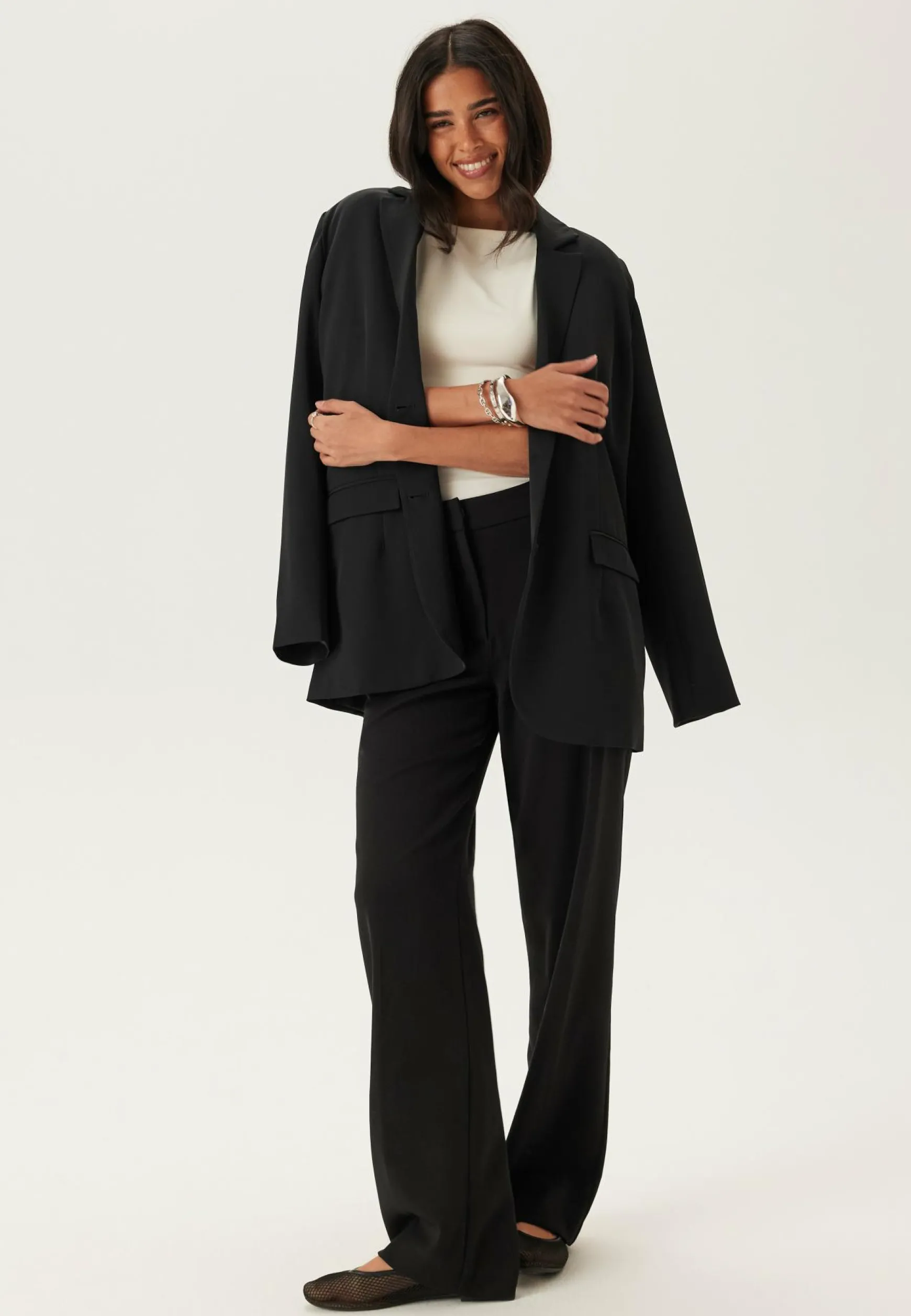 Straight High Waist Suit Trousers
