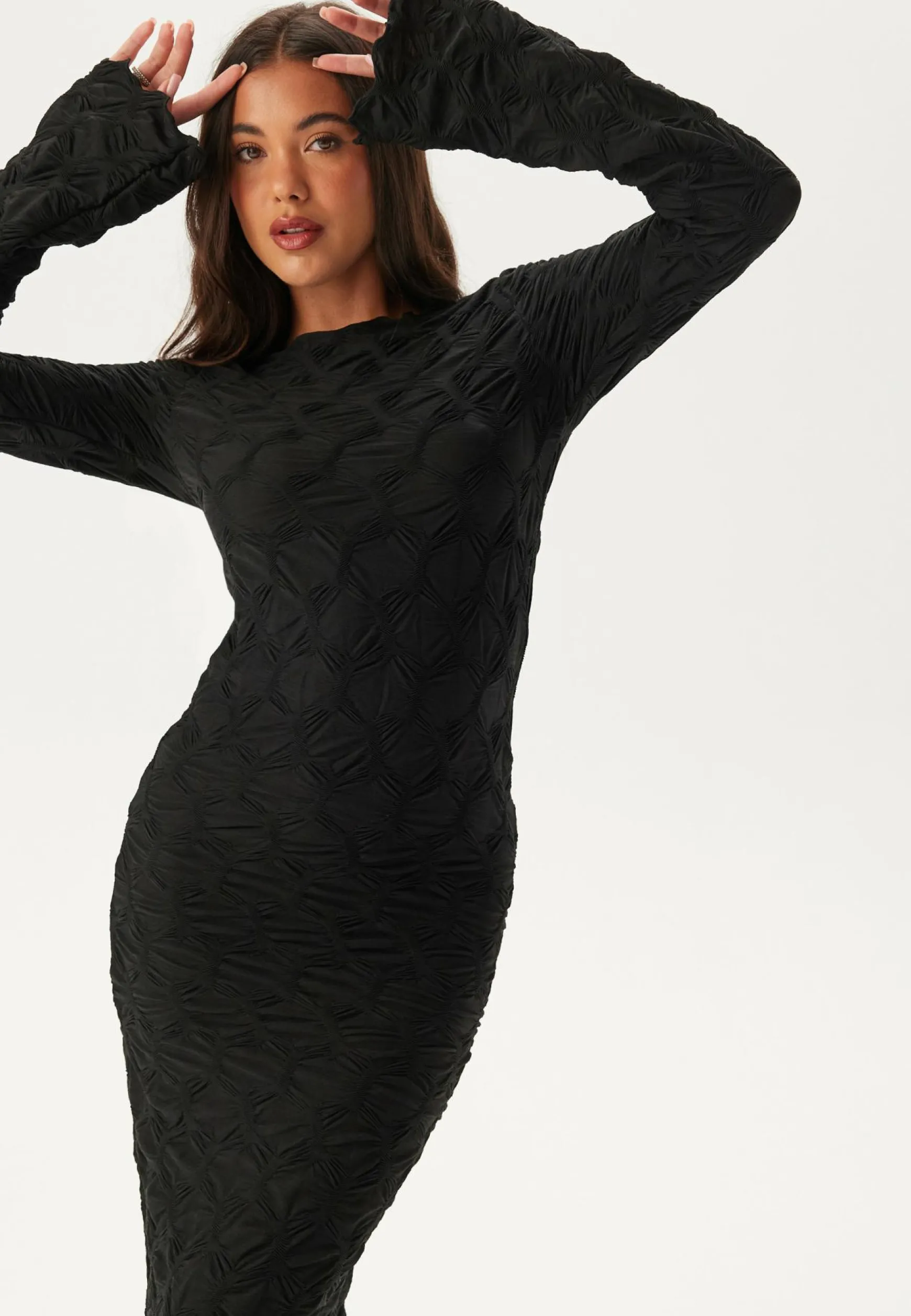 Structure Long Sleeve Midi Dress