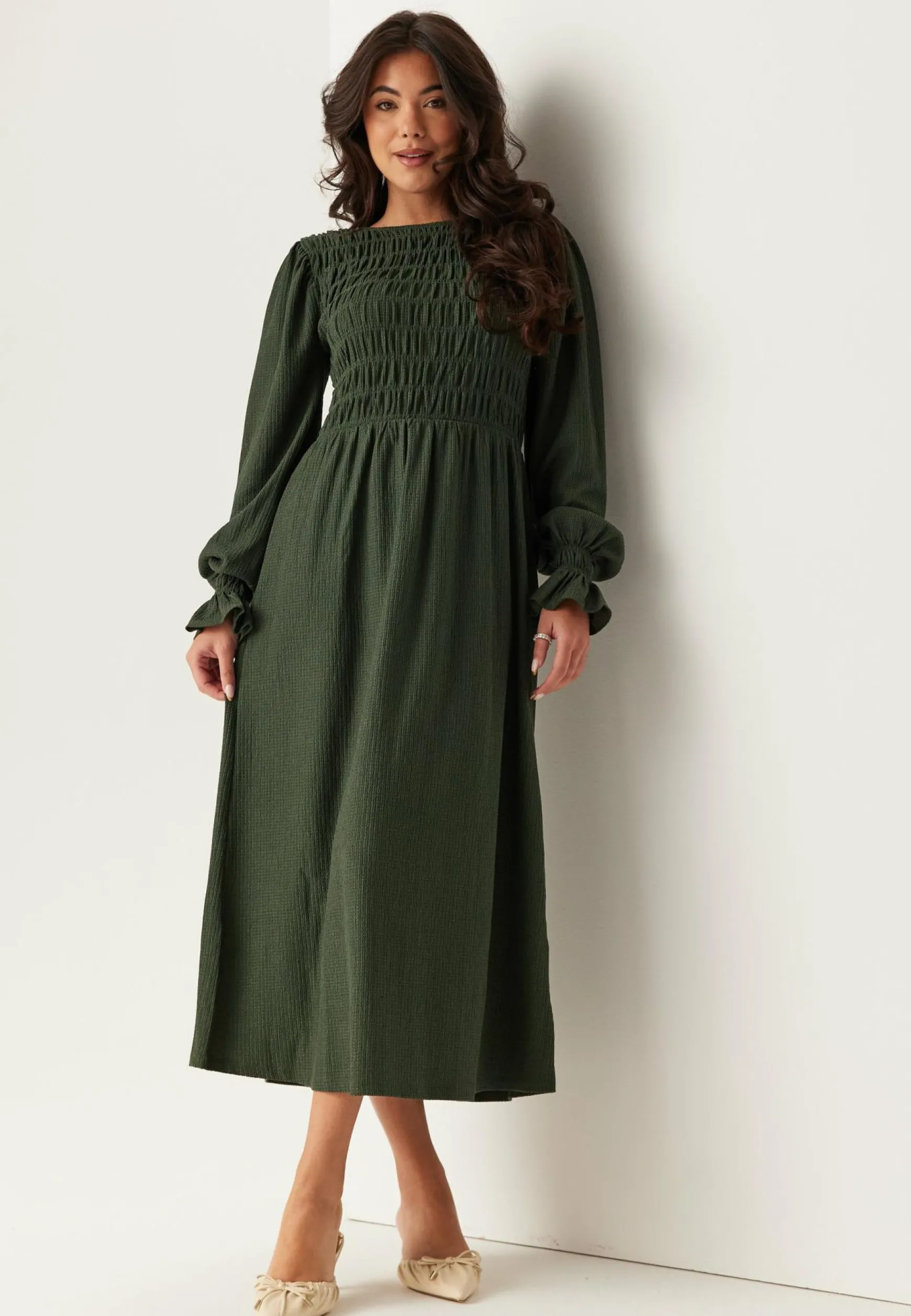 Structure Long Sleeve Midi Dress