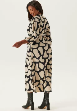 Structured Puff Sleeve Midi Dress
