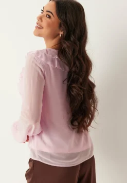 Viane L/S V-NECK FRILL TOP V-N