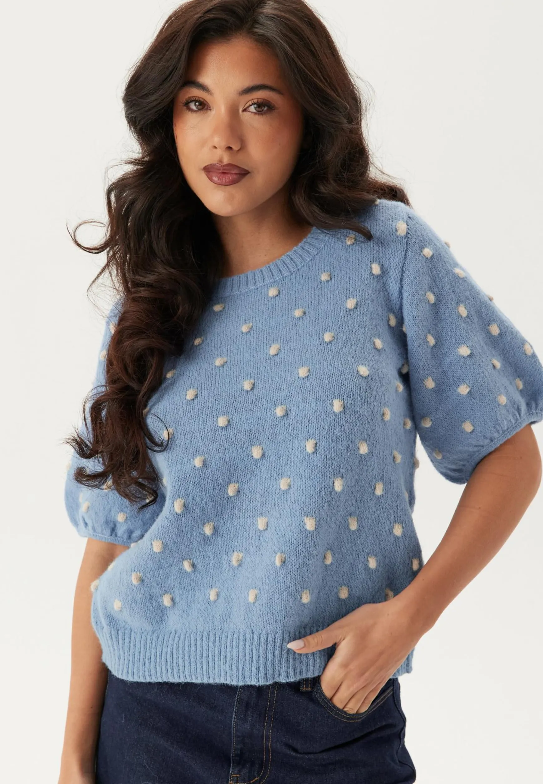 Vidottie 2/4 SLEEVE KNIT TOP S