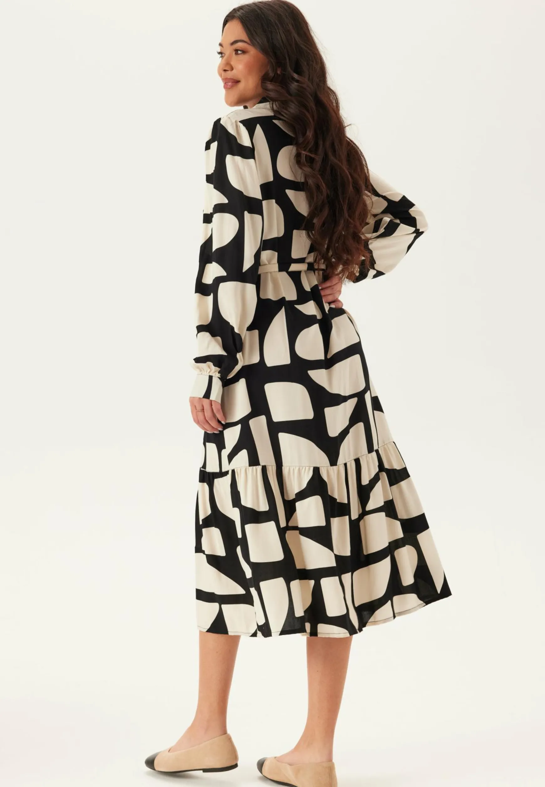 Viscose Flounce Shirt Dress