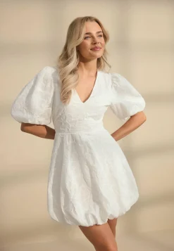 V-neck Bubble Hem Short Dress