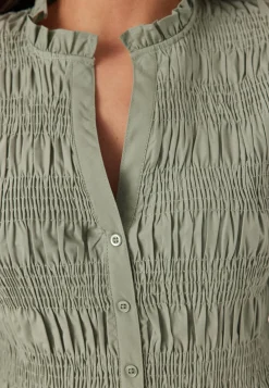 V-neck Cotton Smock Blouse